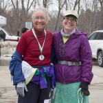 Runners and Walkers at the finish line for Spear's 2nd Annual Shamrock Shuffle 5K Health Walk/Run