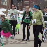 Runners and Walkers at the finish line for Spear's 2nd Annual Shamrock Shuffle 5K Health Walk/Run