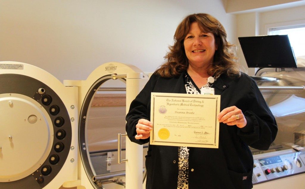 Deanna Brodie, LPN, one of Speare Memorial Hospital’s Wound Care and Hyperbaric Medicine Center