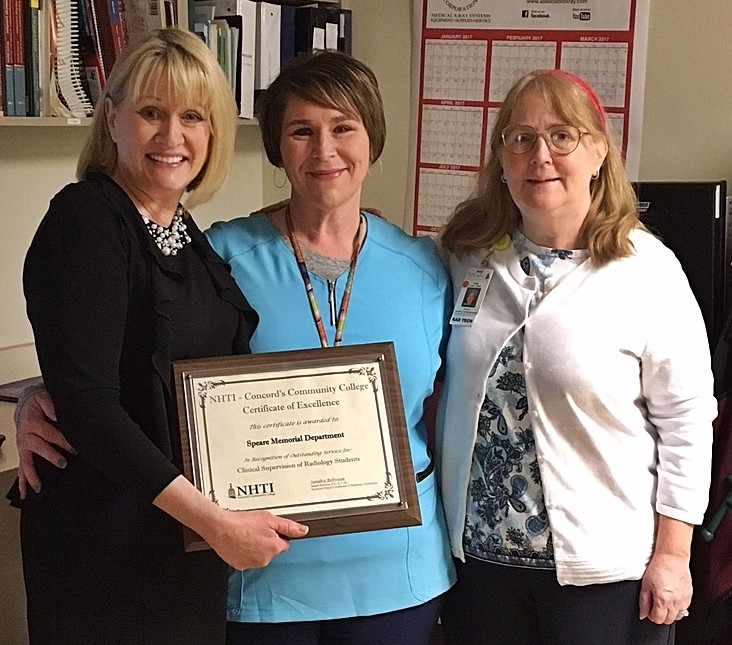 (L-R) Sandra W. Beliveau, B.S., R.T.R., Professor/Clinical Coordinator, NHTI-Concord’s Community College with Student Clinical Supervisor Juanita Wade, and Director Linda Nestor