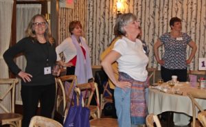 Doing the Wonder Woman Pose at Speare's 8th annual Wine, Women & Wisdom (82)