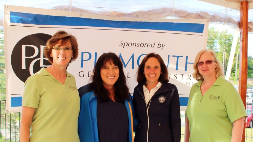 Ruth Doane, Dental Hygenist, Dr. Kirschner of Plymouth General Dentistry, Michelle McEwen, CEO and Cheryl Callnan, Development Director cropped above sun spot
