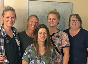 Falls Prevention Group Lauren Sirignano RN, Whitney Fish RN Clinical Leader, Meaghan Ringlein RN, Mary Hulse LNA and in Front Holly Butler RN