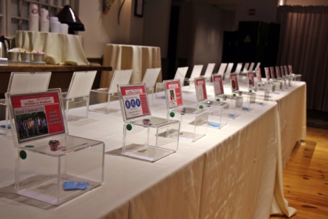 Laughter is the Best Medicine Wine, Women & Wisdom 2019 raffle boxes waiting for tickets