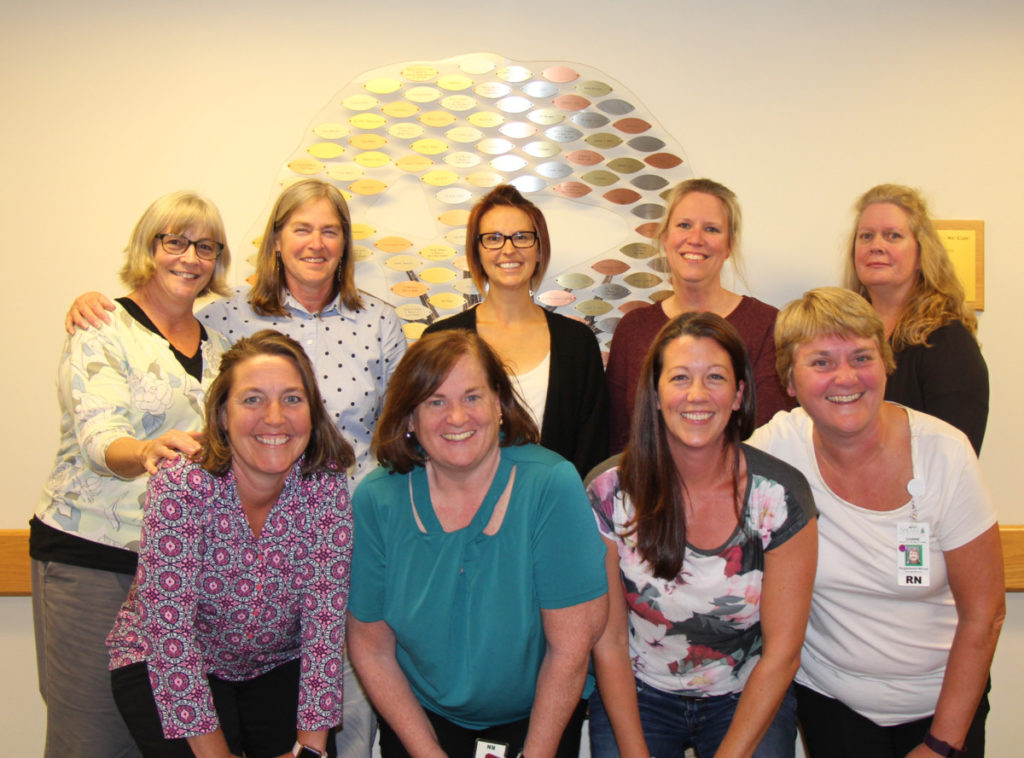 School Nurses - Photo [Front L-R]: Brooke Ashworth-Wisner, Russell Elementary School; Elizabeth Mills, Thornton Central School; Heather Mason, Holderness
Central School; Sandy Rodriguez, Plymouth Elementary School; Judy Macord, Wentworth Elementary School; [Back L-R]: Denise Petrycki,
Plymouth Regional High School; Lorraine Cathy, Campton Elementary School; Toria Haungs, substitute nurse; and Dianne Reid, Waterville
Valley Elementary School nurse coordinator