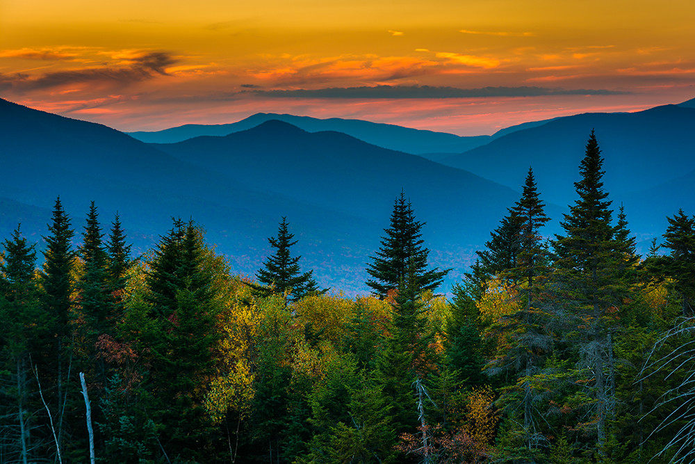 Sunset from Kancamagus Pass, on the Kancamagus Highway in White