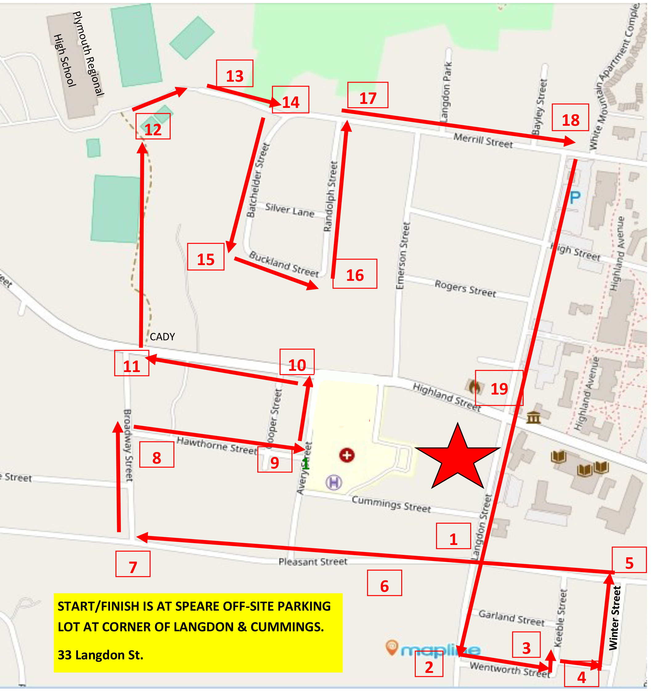 Speare Shuffle Map 2023 for runners