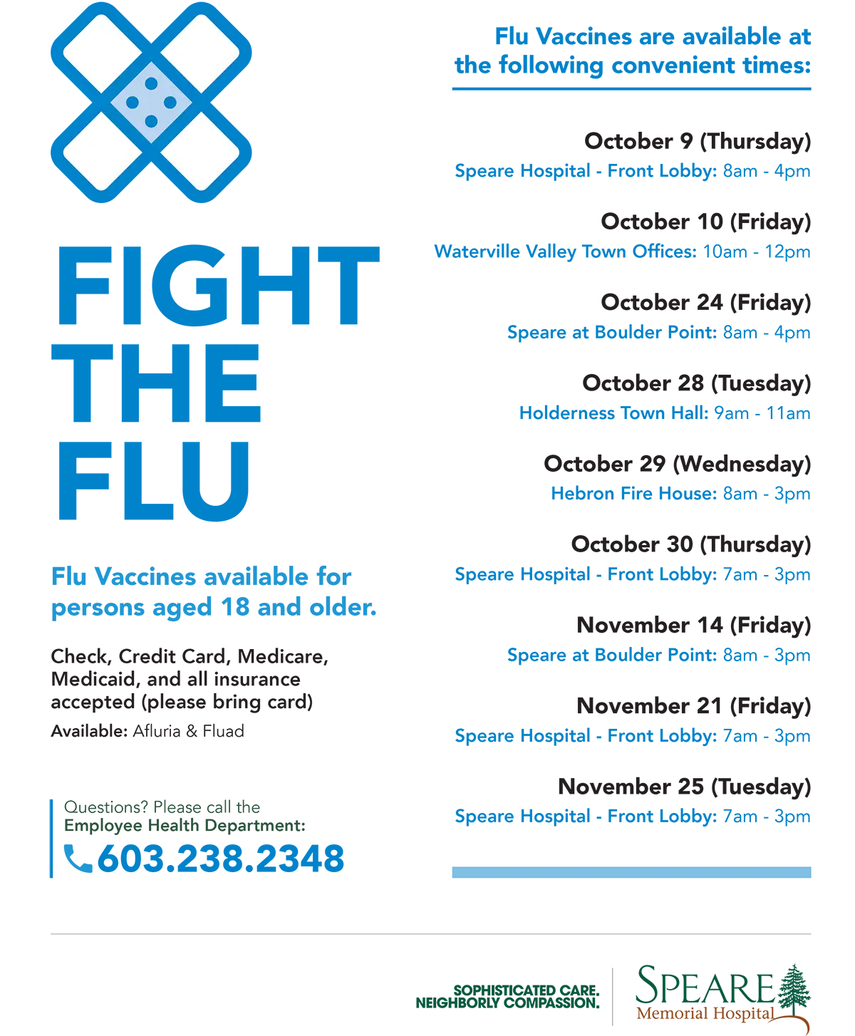 Flyer with flu clinic times